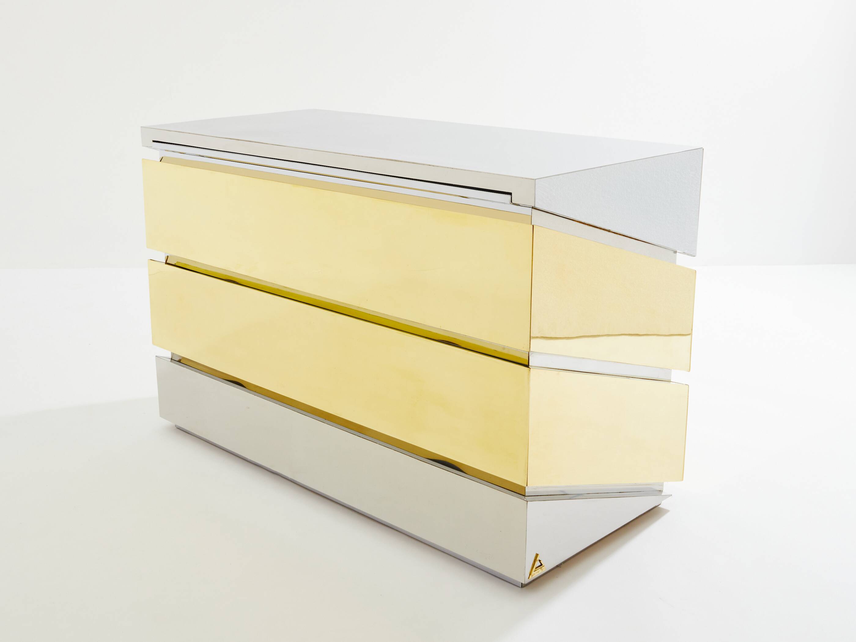 Gabriella Crespi model Mr Mme chest of drawers chrome brass 1972