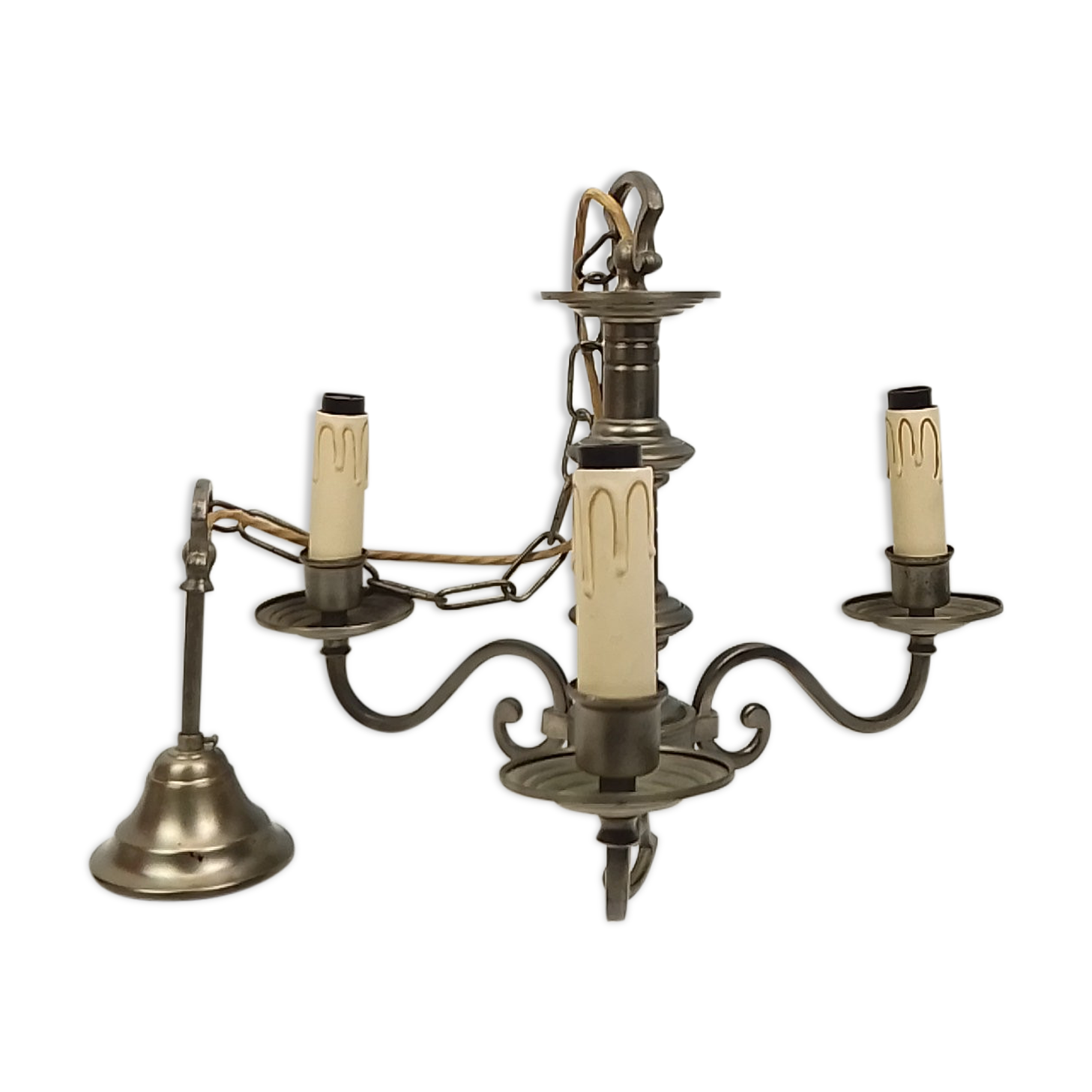 Chandelier 3 branches in brass tin color