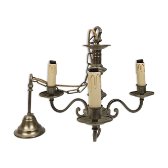Chandelier 3 branches in brass tin color