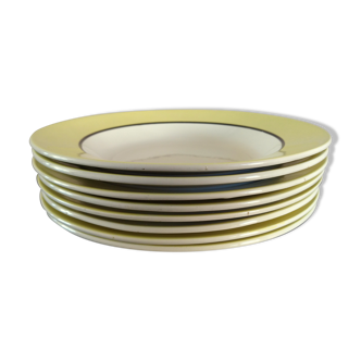 8 soup plates Sarreguemines Digoin yellow service