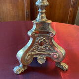 Lampe candelabre ancien en bronze dore grave
