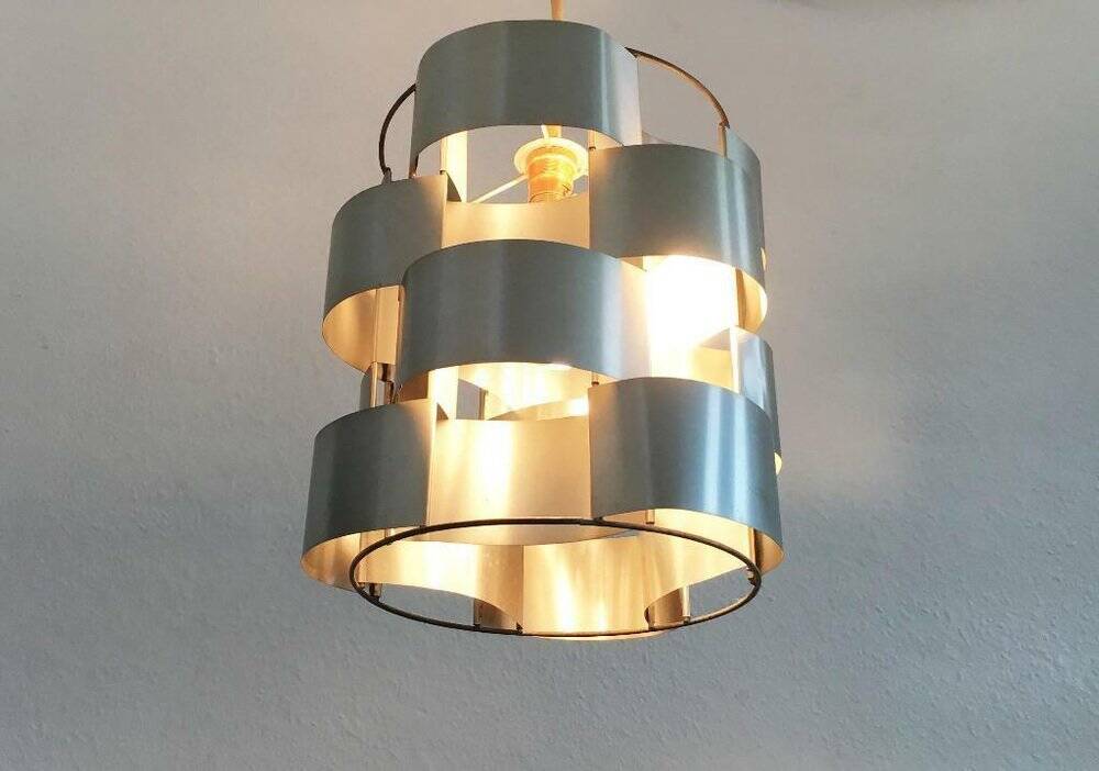 French aluminium sculptural pendant from the mid-century by Max Sauze, 1960s.
