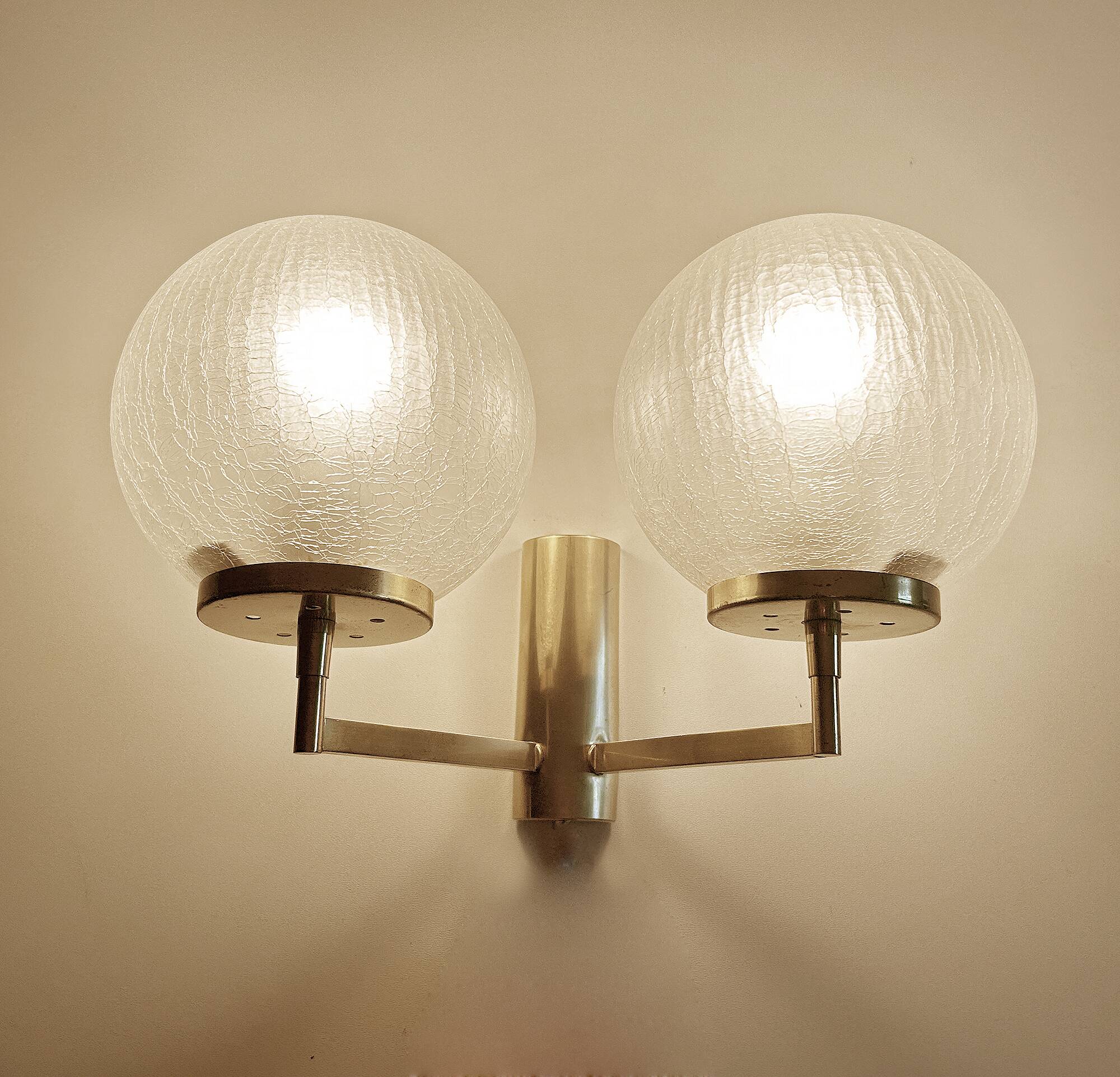 Pair Vintage Bubble Glass Wall Lights