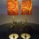 Paire de lampes en bois et laiton 1960s