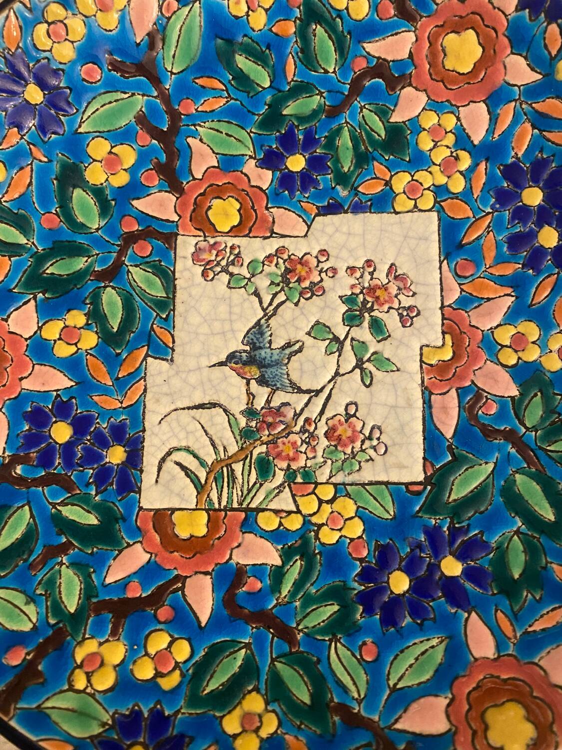 Longwy enamel compote bowl