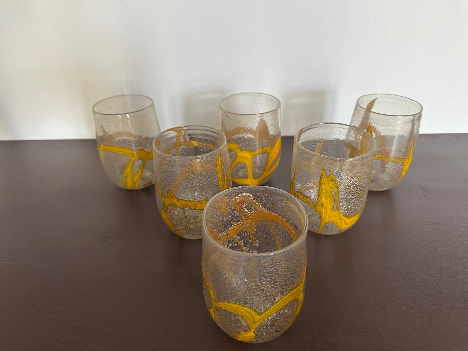 Set of 6 Murano glass glasses, handmade.