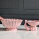 Vintage powder pink earthenware duo. Salins les Bains. 1950s.