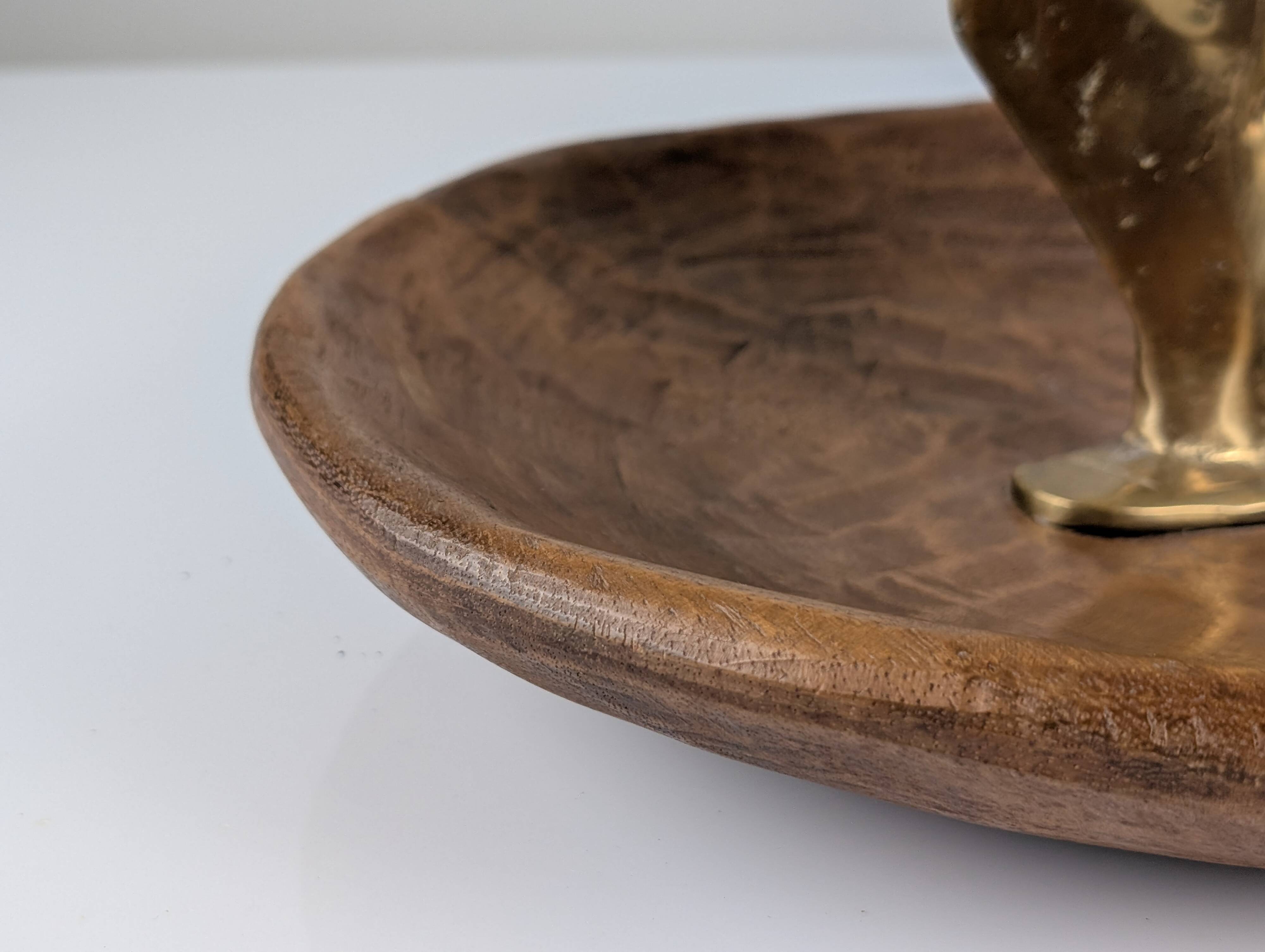 David Marshall Bronze and Wood Fruit Bowl Sculpture Organic Brutalist 1980s