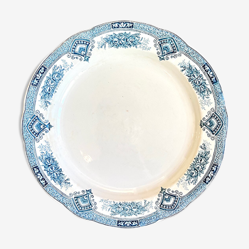 Round dish Printemps Onnaing in white and blue iron earth