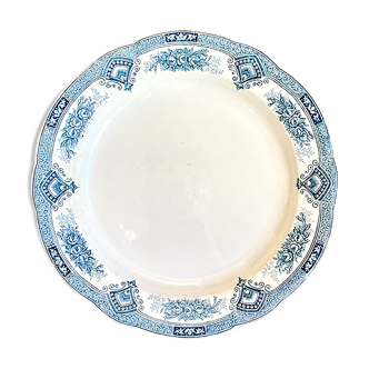 Round dish Printemps Onnaing in white and blue iron earth