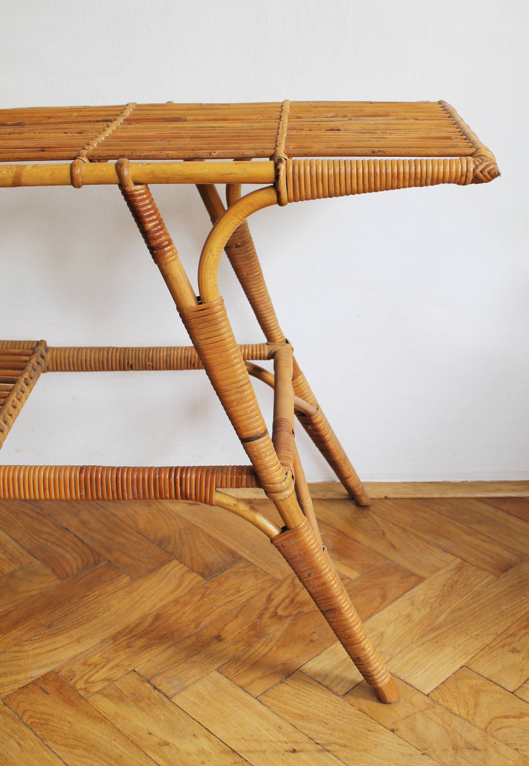 1950's Rattan Flower Stand