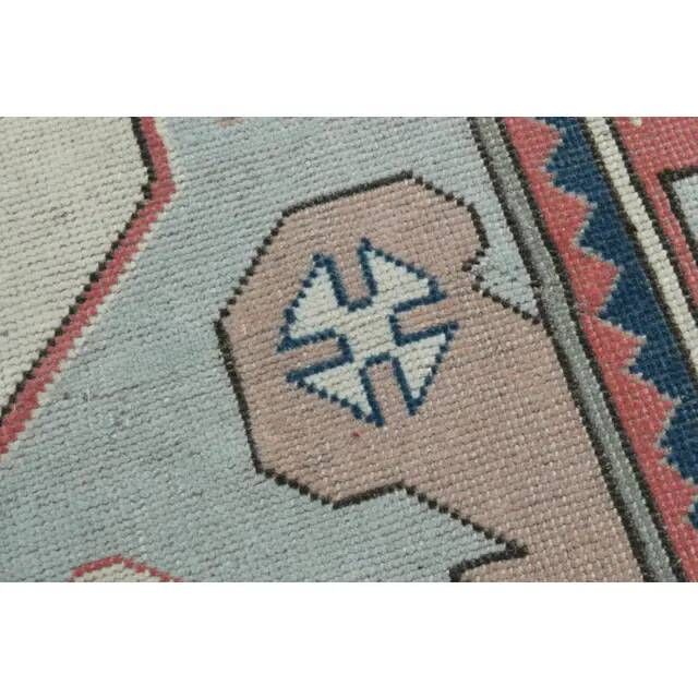 1970s Vintage Turkish Handmade Wool & Cotton Pink Area Rug 175x265