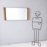 Rectangular Ebonized beech and Maple Wall Mirror Attr. to Paolo Buffa, Ital