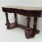 Mahogany and green leather console, 1860-70