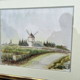 The Mill in Batz, Brittany – Watercolor signed "Bordeau"