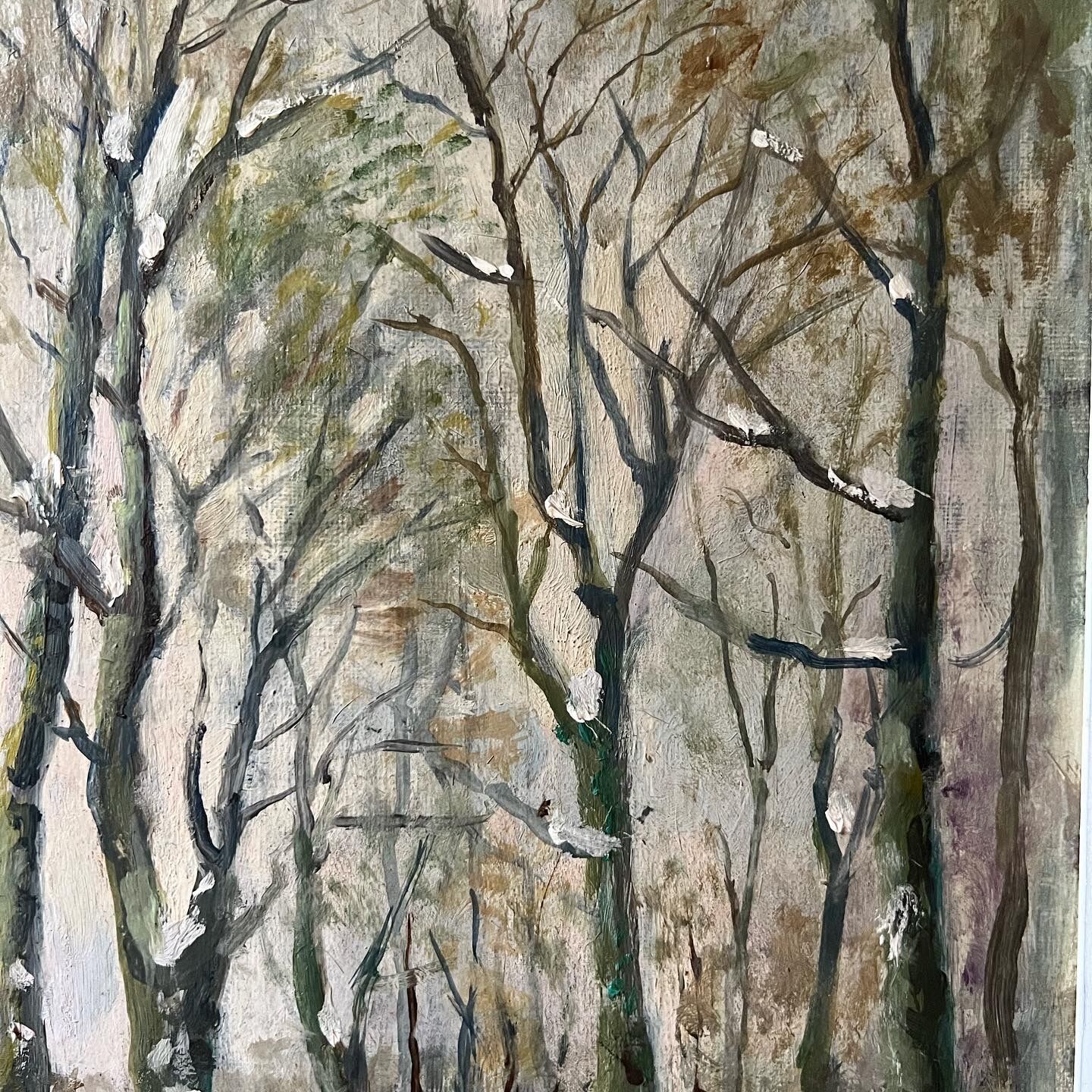 Winter atmosphere by Robert Germain - Oil on cardboard