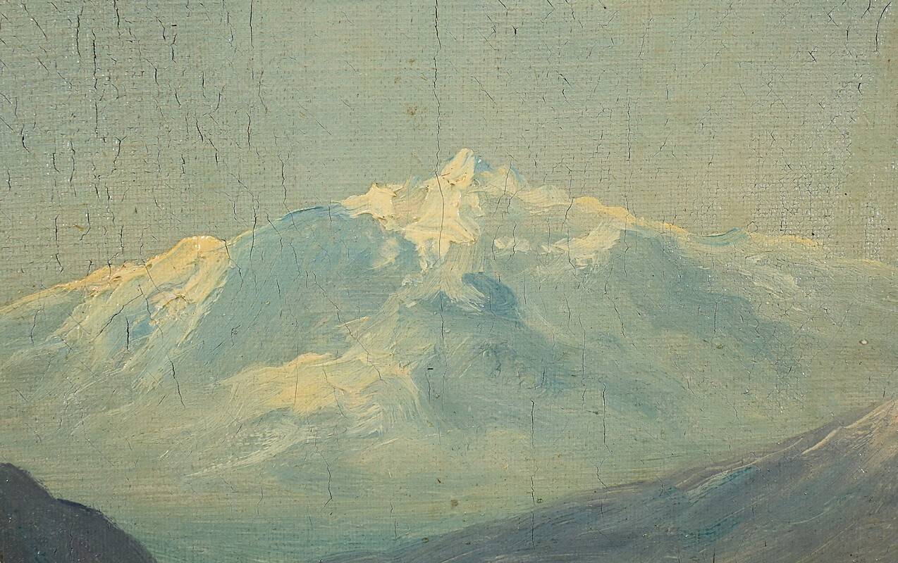 Oil on canvas "Mountain Landscape", signed C. Lion – Late 19th century