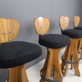 Set of 4 vintage brutalist bar stools, 1960s