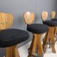 Set of 4 vintage brutalist bar stools, 1960s