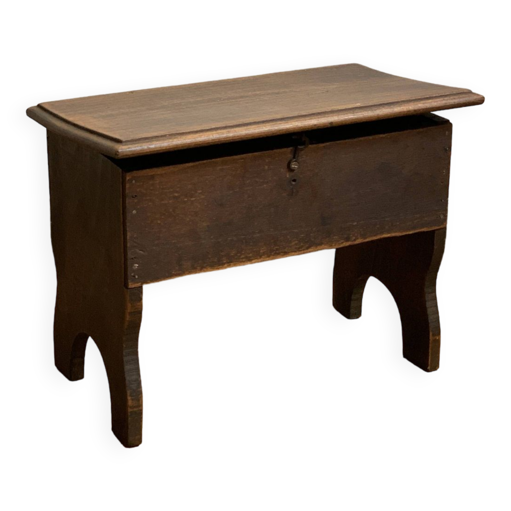 Tabouret Coffre En Bois – Vintage, Style XXème, Objet De Métier
