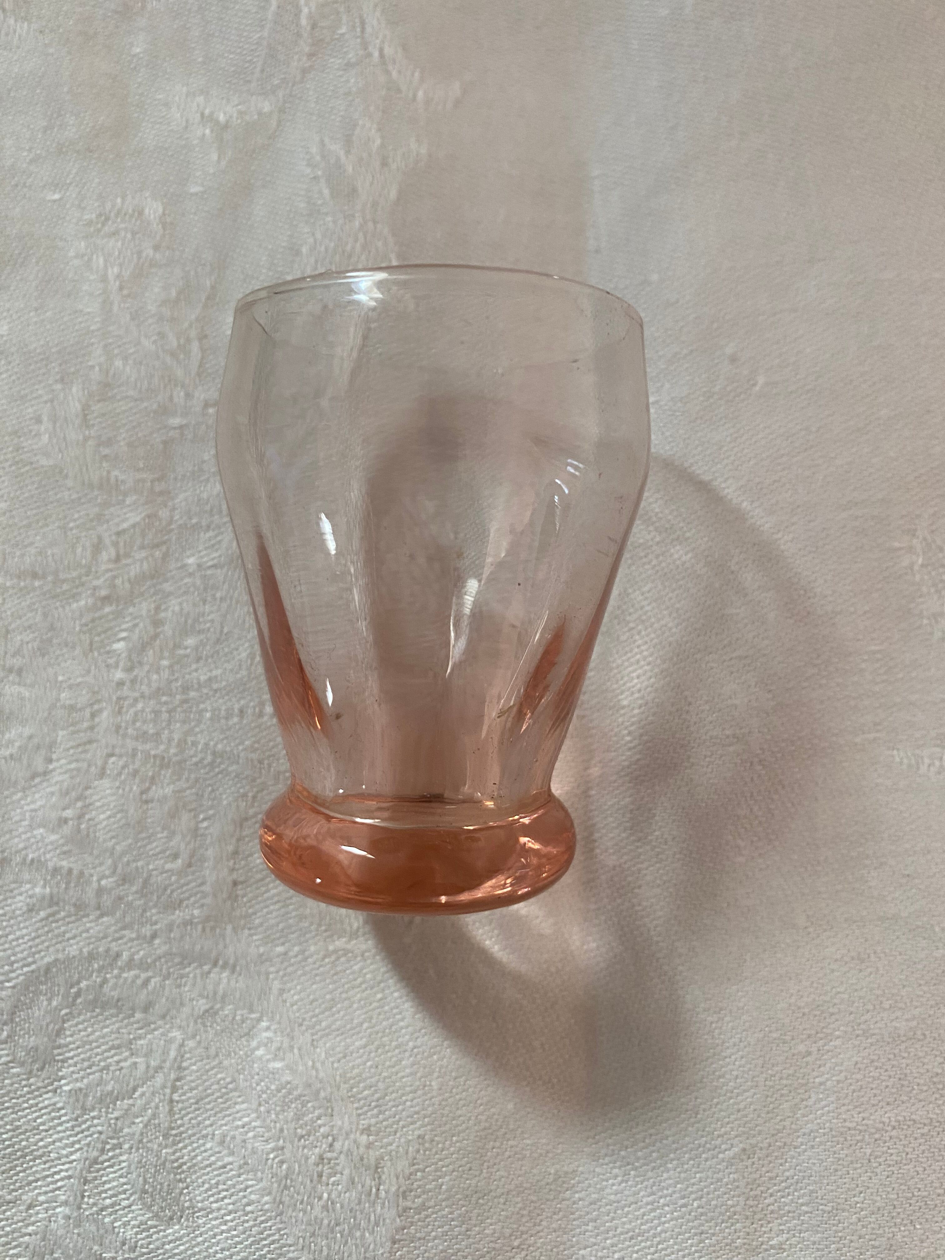 9 glasses vintage liqueur with pink glass.