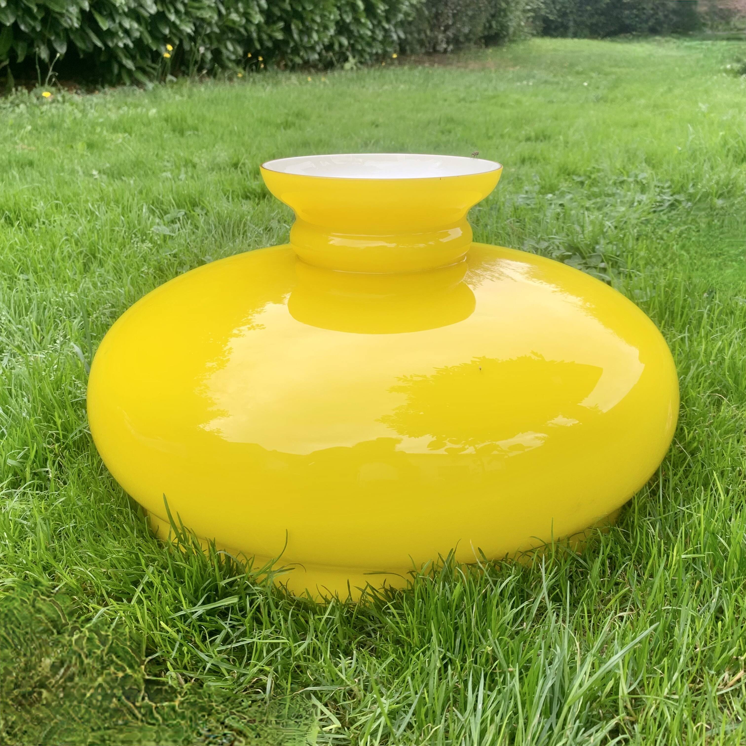 Large vintage yellow opaline pendant lampshade
