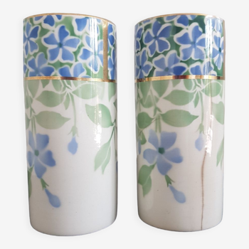 Pair of vases earthenware Keller Guérin Lunéville Periwinkle model
