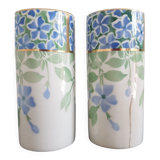 Pair of vases earthenware Keller Guérin Lunéville Periwinkle model