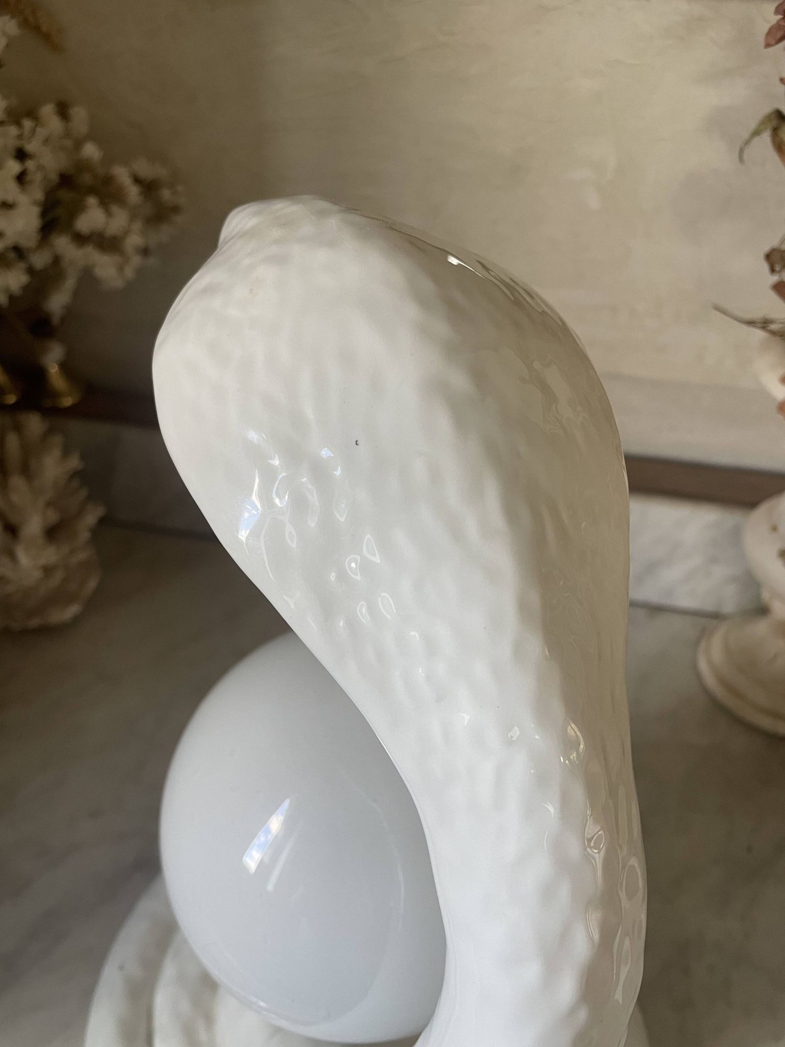 Lampe cobra vintage céramique et opaline