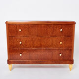 Chest of drawers amboine magnifying glass gilding  circa 1940s