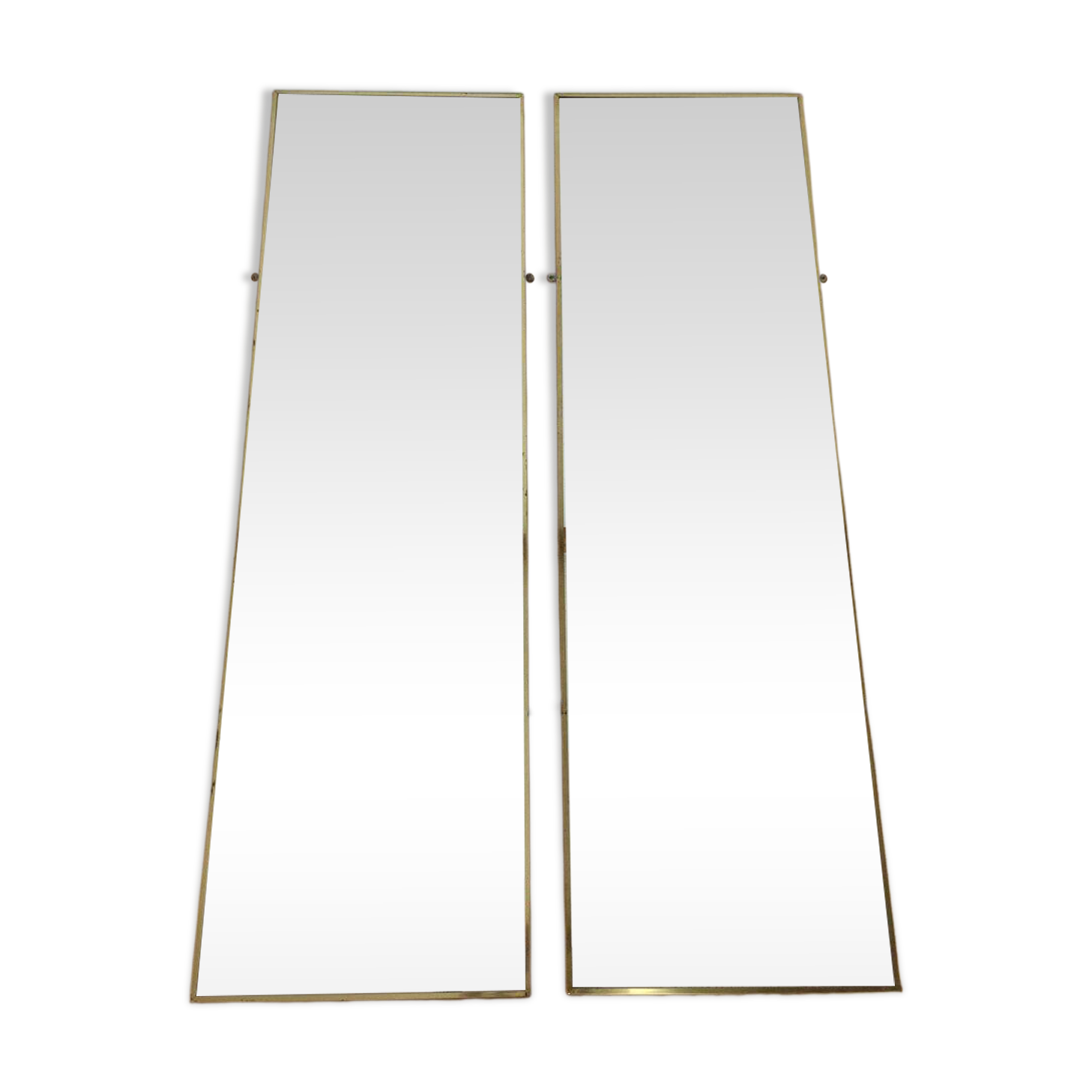 Paire de miroirs dorés 70's , 120 cm