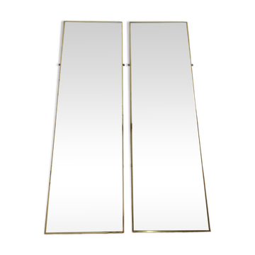 Pair of 70's gold mirrors, 120 cm