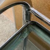 Large vintage rolling trolley in chrome and smoked glass - 1970