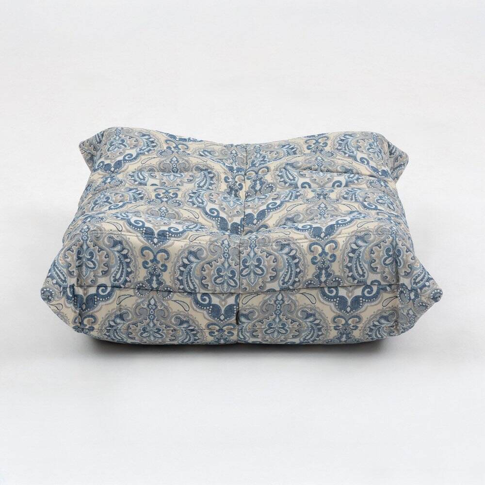 Togo lounge chair and pouf in patterned fabric by Michel Ducaroy for Ligne Roset, 1973, set of 2