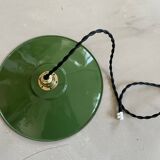 Industrial pendant light, old enameled bowl