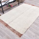 Terracota wool moroccan shaggy rug, Turkish wool rugs orange terracota