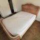 Elegant Louis XV style upholstered bed, patinated wood, house spirit of f