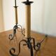Pair of wrought iron and rope table lamps, adjustable lampshade.