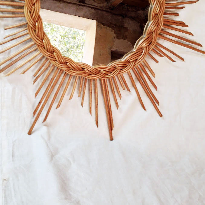 Rattan sun mirror 1960 - 50x50cm