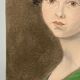 Pastel portrait young girl on paper XXth frame XlXeme