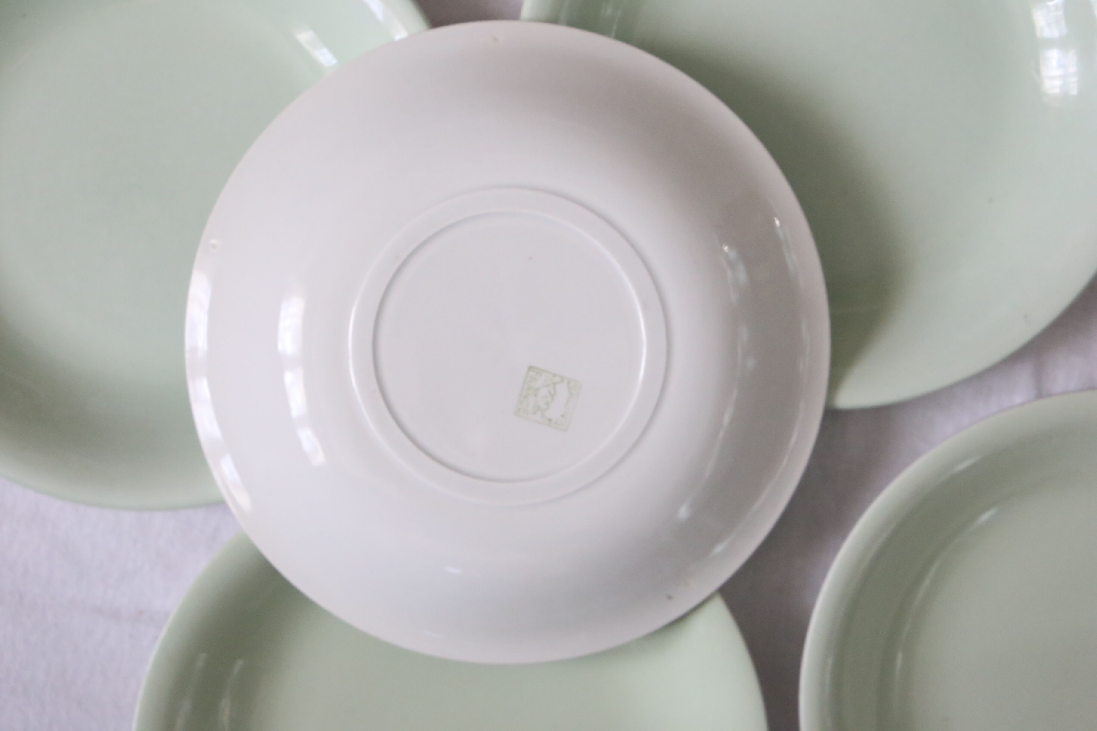 Set of 8 plates ceramic caps / hollows, Salins, vintage