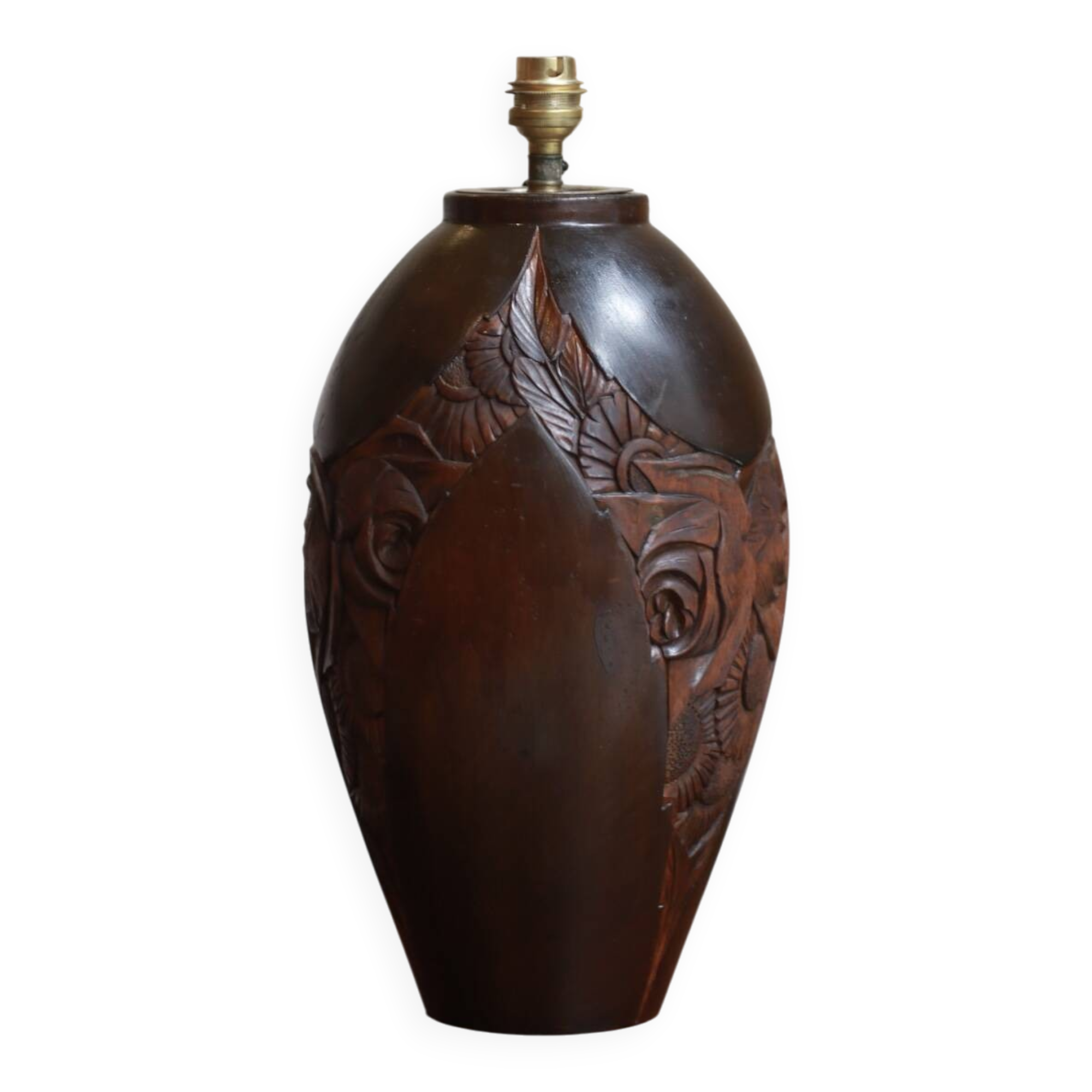 Art Deco carved wooden lamp base