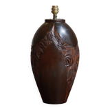 Art Deco carved wooden lamp base