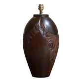 Art Deco carved wooden lamp base