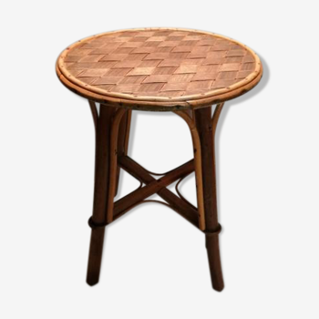 Rattan stool and braided chestnut