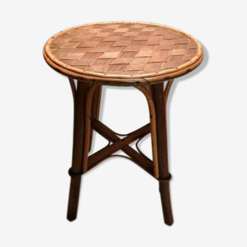 Tabouret en rotin et châtaignier tressé