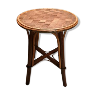 Rattan stool and braided chestnut