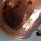 Watering can in hammered red copper and wooden handle/vintage 60s-70s