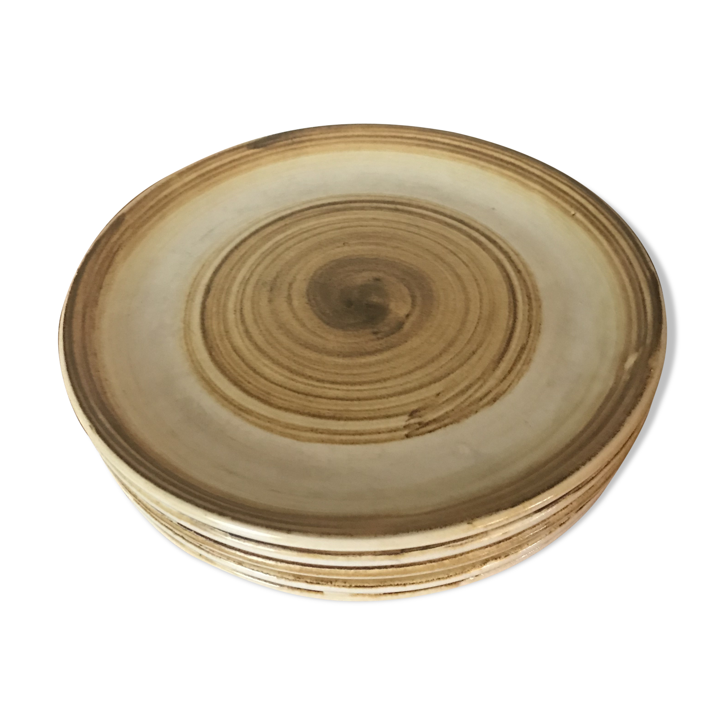 Six sandstone dessert plates by Longchamp