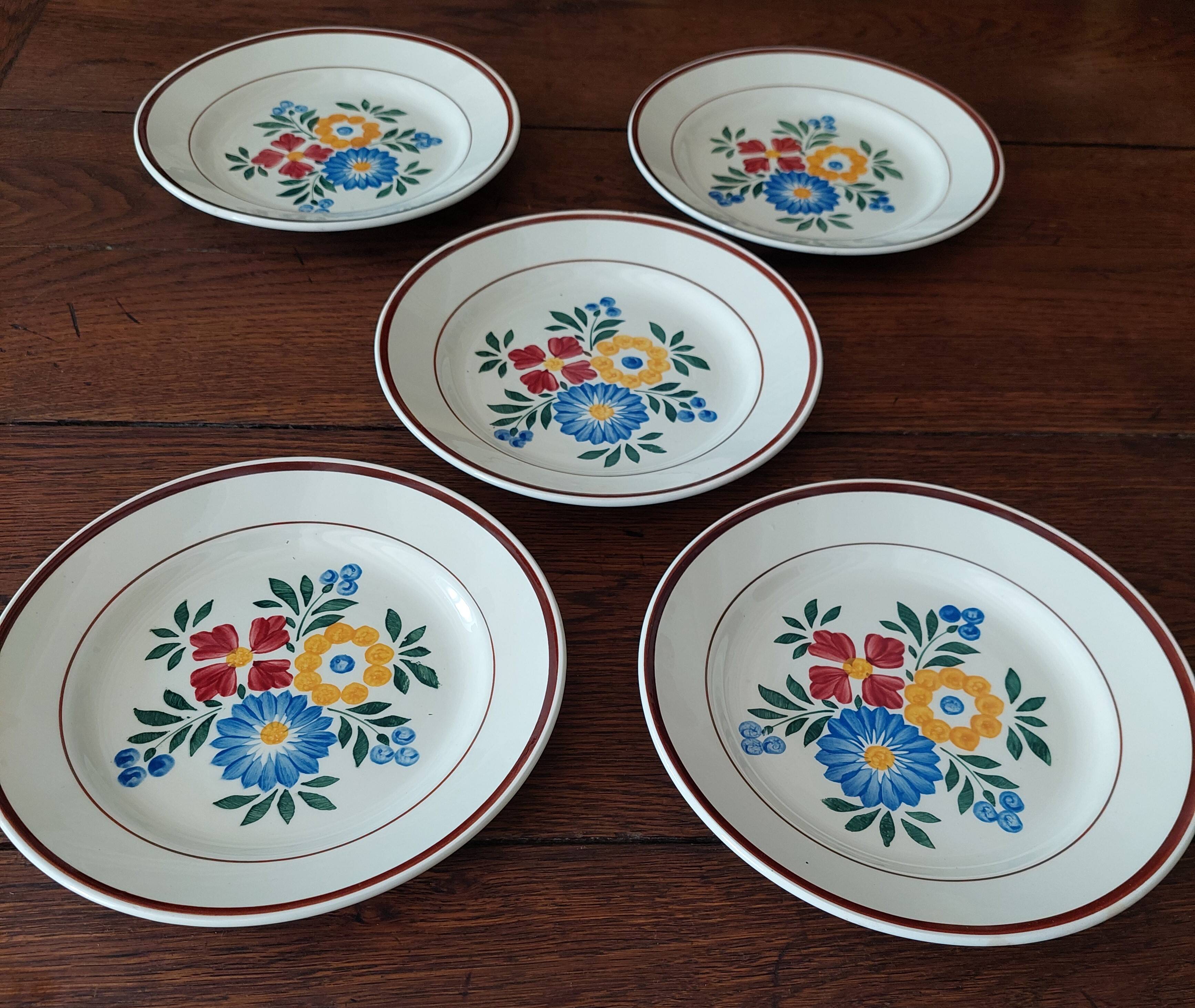 Flat plates set of five hbcm creil montereau decor cote d'argent